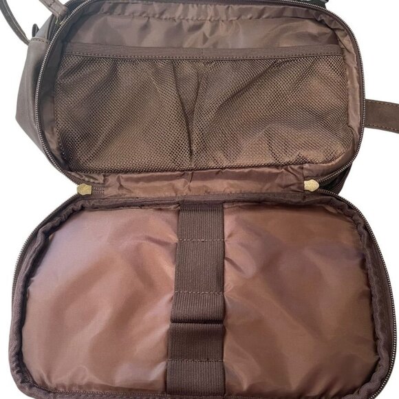 Elviros PU Leather Travel Toiletry Bag Multi-Compartment Zipper Closure Grooming - Picture 3 of 10